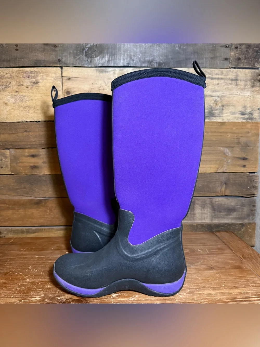 The Original MUCK BOOTS Wellington Boots Arctic EVA Black/Purple Women’s size 6
